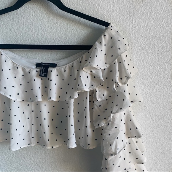 FOREVER 21 Polka Dot Ruffle Sleeve Crop Top - Picture 3 of 4